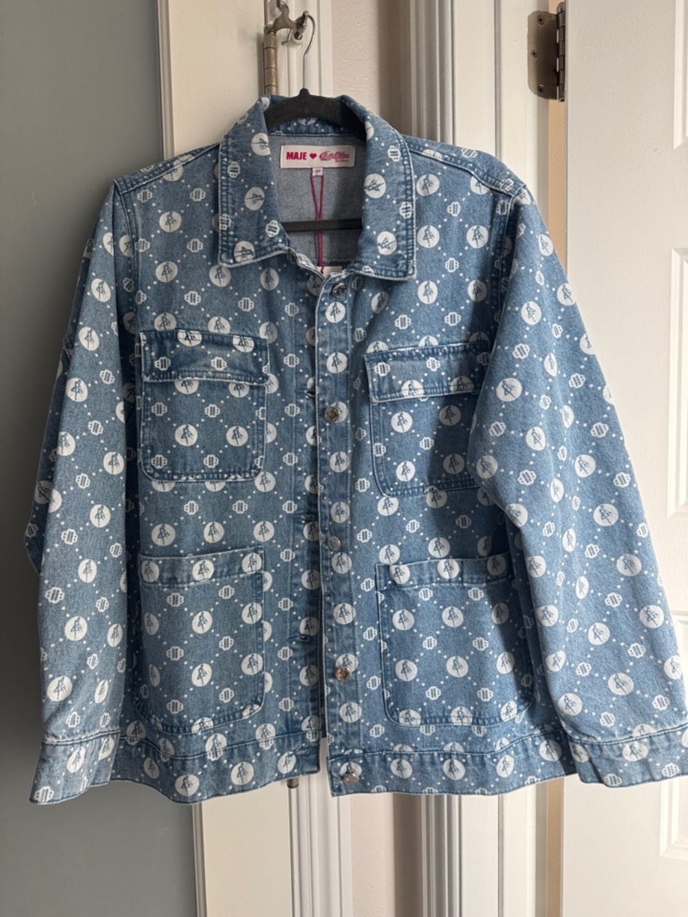 Maje Sailor Moon Light Blue Denim Monogram Jacket